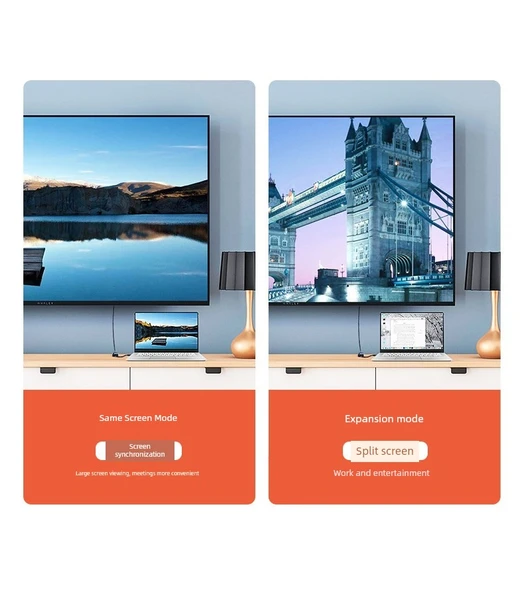 HDMI - VGA Dönüştürücü Adaptör Kablosu - USB-C Güç Kaynağı 0.2 Metre - 7