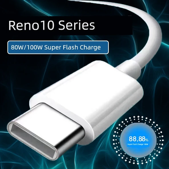 Oppo Reno10 10A Hızlı Şarj Kablosu 1 Metre + 2 Metre 2'li Paket