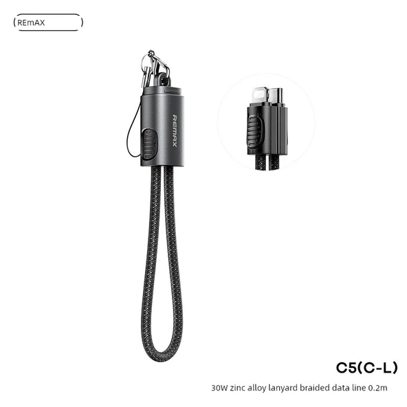 Type-C - Lightning Örgülü Hızlı Şarj Kablosu - 0.2M - PD30W