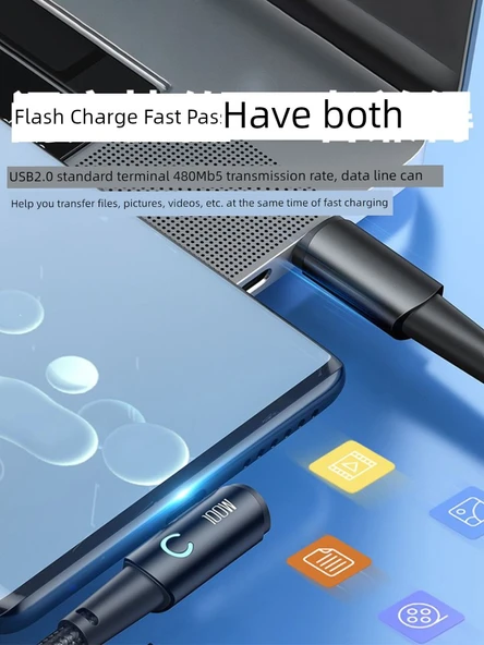 100W Süper Hızlı Şarj Type-C Kablo - 1.5m Hilal Ay - Resim 2