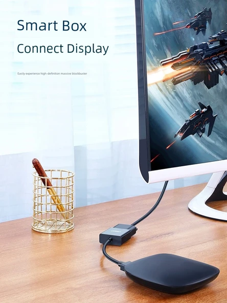 HDMI - VGA Dönüştürücü Adaptör Kablosu - USB-C Güç Kaynağı 0.2 Metre - 3