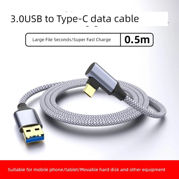 USB 3.0 - Type-C Hızlı Şarj ve Data Kablosu - 0.5 Metre Bej