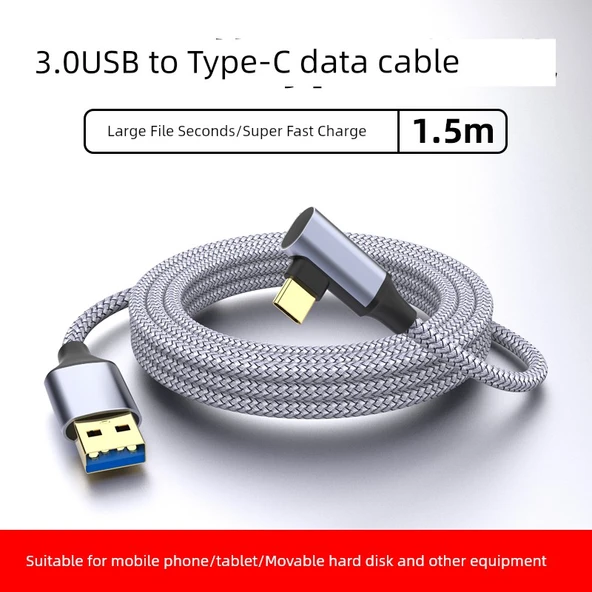 USB 3.0 - Type-C Hızlı Şarj ve Data Kablosu - 1.5 Metre Bej