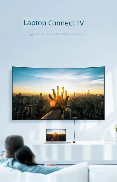 HDMI - VGA Dönüştürücü Adaptör Kablosu - USB-C Güç Kaynağı 0.2 Metre - 9