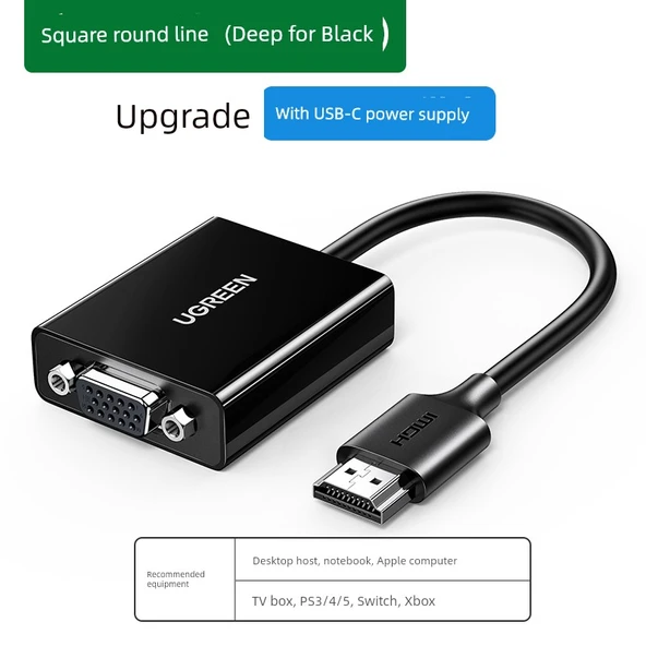 HDMI - VGA Dönüştürücü Adaptör Kablosu - USB-C Güç Kaynağı 0.2 Metre