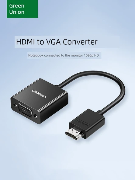 HDMI - VGA Dönüştürücü Adaptör Kablosu - USB-C Güç Kaynağı 0.2 Metre - 2