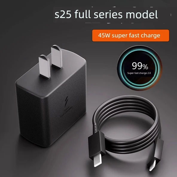 Samsung S25 Serisi 45W Şarj Aleti - 1 Metre Siyah Kablolu