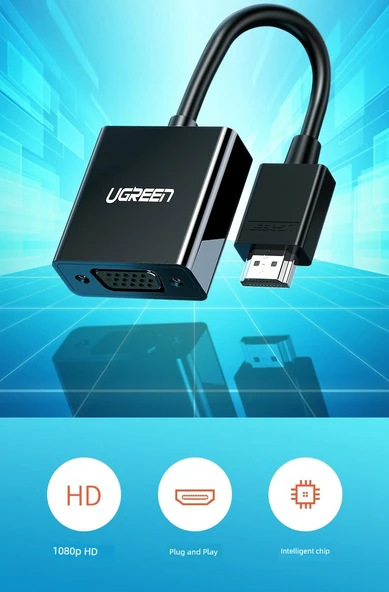 HDMI - VGA Dönüştürücü Adaptör Kablosu - USB-C Güç Kaynağı 0.2 Metre - 6