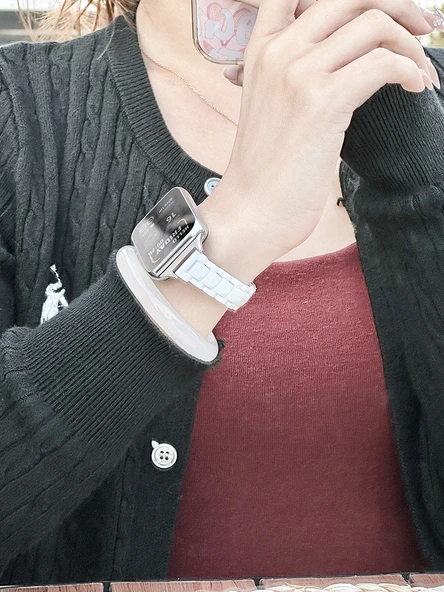 Xiaomi Bracelet 8pro Reçine Kordon - Rose Gold Konnektörlü, Renkli Şeffaf Lazer - 9