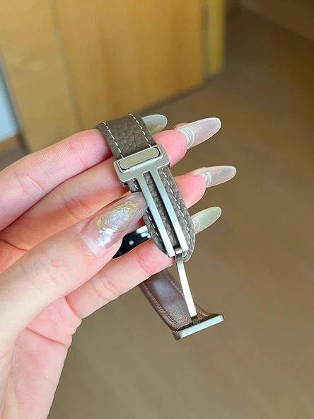 Xiaomi Bracelet 9pro Kremsi Beyaz Manyetik Deri Kordon - 9