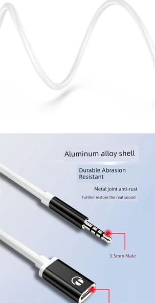 Type-C - 3.5mm Kulaklık Adaptörü - Siyah - Resim 7