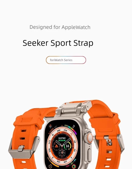 Apple Watch 42mm S1/2/3 Explorer Titanyum-Mavi Silikon Kordon - 8