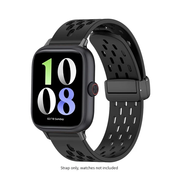 Vivo Watch GT Siyah Silikon Manyetik Katlanır Tokalı Spor Kordon