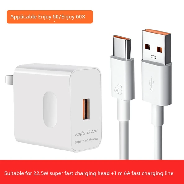 Huawei Enjoy 60/60X 22.5W Hızlı Şarj Başlığı + 1 Metre 6A Kablo