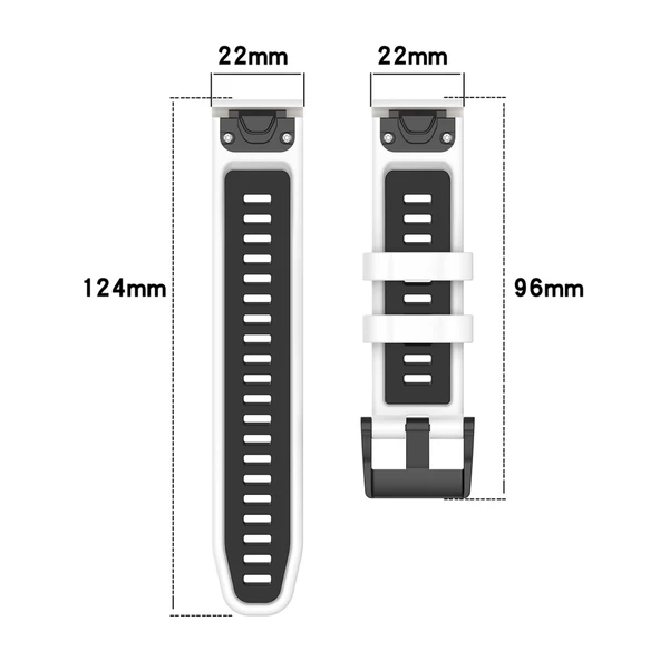 20mm Siyah Kırmızı Silikon Saat Kordonu - Hızlı Çıkarma - 8