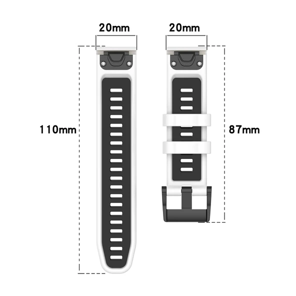 20mm Siyah Kırmızı Silikon Saat Kordonu - Hızlı Çıkarma - 7