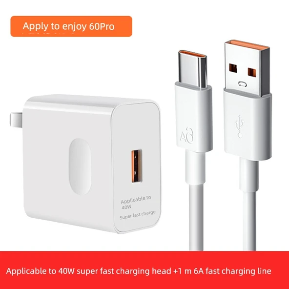 Huawei Enjoy 60 Pro 40W Hızlı Şarj Başlığı + 1 Metre 6A Kablo