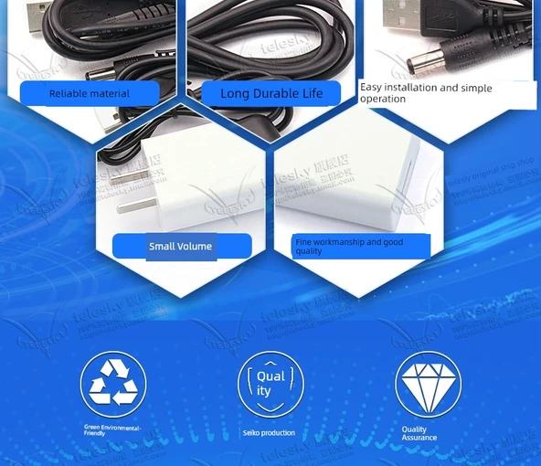 USB - DC 5.5 x 2.5mm Güç Kablosu 5A - 1 Metre - Bakır - 6