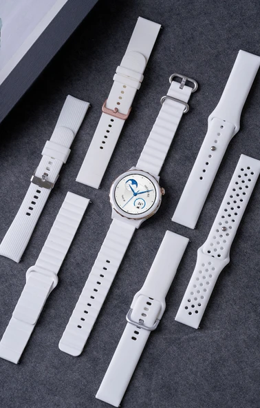 Huawei GT3 Pro 43mm Beyaz Yatay Konforlu Silikon Kordon + TPU Kılıf - 10