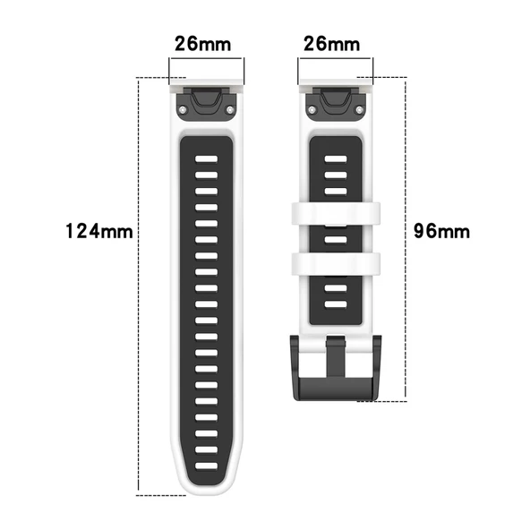 20mm Siyah Kırmızı Silikon Saat Kordonu - Hızlı Çıkarma - 9
