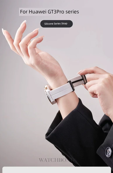 Huawei GT3 Pro 43mm Beyaz Yatay Konforlu Silikon Kordon + TPU Kılıf - 7