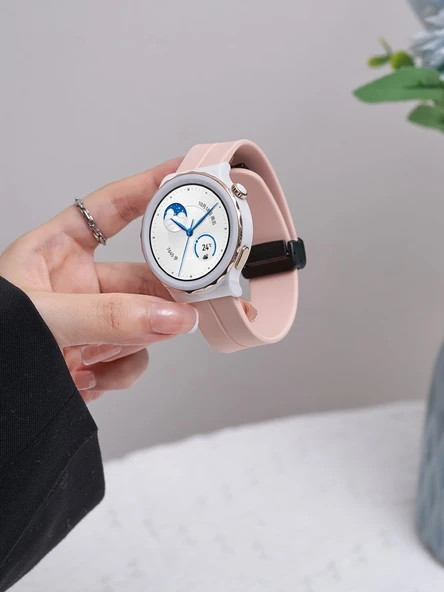 Huawei GT3 Pro 43mm Beyaz Yatay Konforlu Silikon Kordon + TPU Kılıf - 3