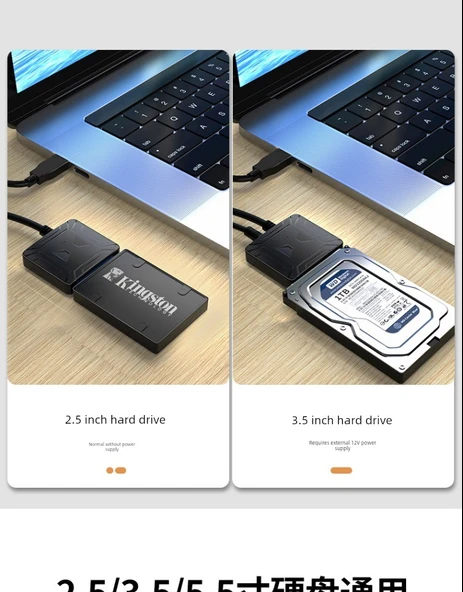 USB 2.0 - 2.5 inç SATA HDD/SSD Adaptör Kablosu - DC Güç Girişli - 11