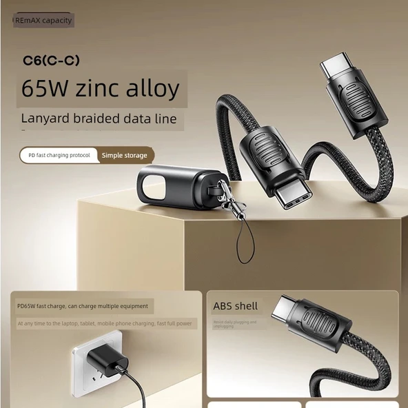 Type-C Type-C Hızlı Şarj ve Data Kablosu - 20cm - PD65W - 3