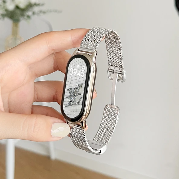 Xiaomi Bileklik 6/5 NFC Uyumlu Gümüş Manyetik Katlanır Kordon