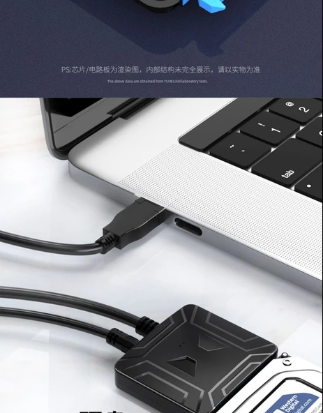 USB 2.0 - 2.5 inç SATA HDD/SSD Adaptör Kablosu - DC Güç Girişli - 9
