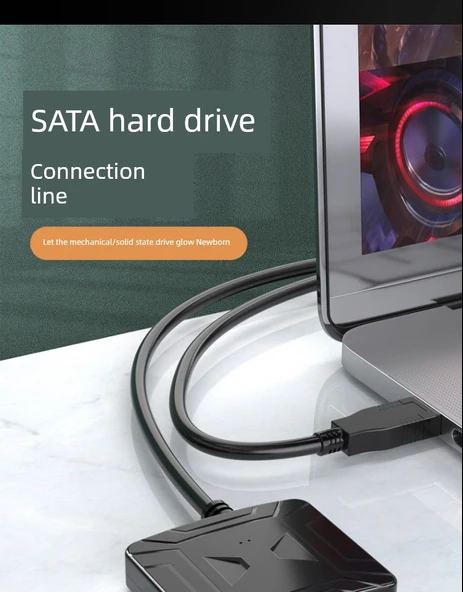 USB 2.0 - 2.5 inç SATA HDD/SSD Adaptör Kablosu - DC Güç Girişli - 7
