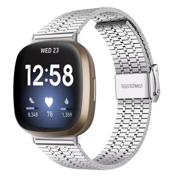 Redmi Watch 2 Uyumlu Gümüş Balık Pulu Desenli Paslanmaz Çelik Kordon