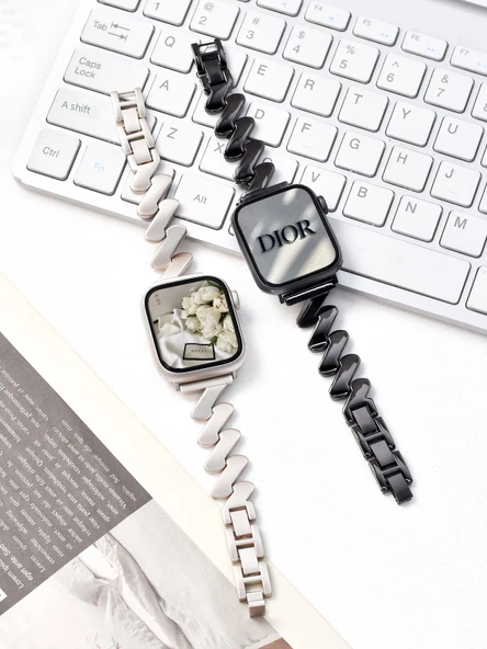 Apple Watch Paslanmaz Çelik Metal Kordon - Yıldız Işığı - 41mm (iwatch 7/8/9) - 4
