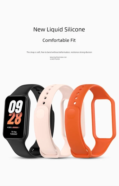 Xiaomi Band 8 Active Uyumlu Silikon Kordon - Turuncu - 11