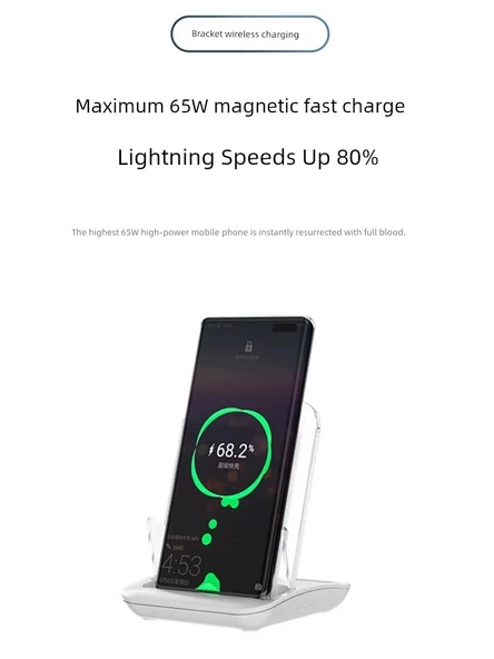 Huawei Mate60 Pro Şeffaf Kablosuz Şarj Aleti - 65W Süper Hızlı Şarj - Manyetik Başlık - A9299 - 3