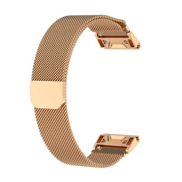 Garmin Fenix 7/6/5 22mm Üç Bilyalı Çelik Kordon - Rose Gold - Resim 12