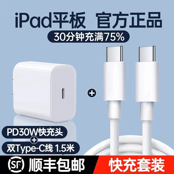 iPadPro PD30W Hızlı Şarj Aleti + 1.5m Çift Type-C Kablo