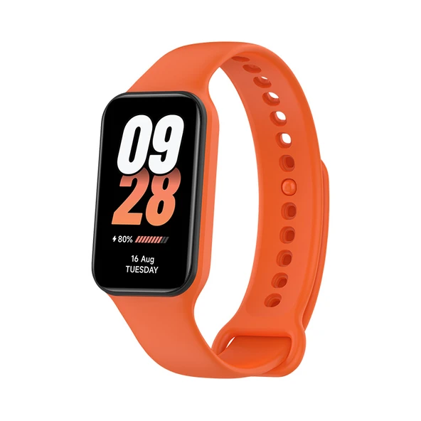 Xiaomi Band 8 Active Uyumlu Silikon Kordon - Turuncu