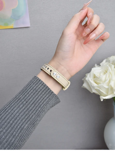 Huawei Glory 4/5 Deri Akıllı Saat Kordonu - Siyah Metalik Siyah Çerçeve - Resim 10