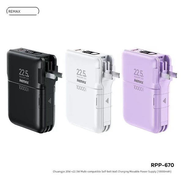 10000mAh Taşınabilir Şarj Aleti - Moonlight Beyazı - Fişli, Standlı, Dört Çıkışlı - 5