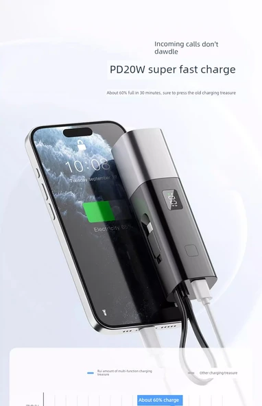 5000mAh Taşınabilir Şarj Aleti - Haoyue Beyazı - Type-C - 20W Hızlı Şarj - 11