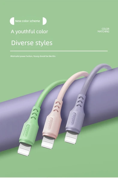 iPhone Hızlı Şarj Data Kablosu - 1 Metre - Matcha Yeşili - Tekli Paket - 10