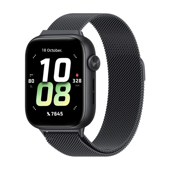 Glory Watch 5 Uyumlu Milanese Manyetik Siyah Kordon