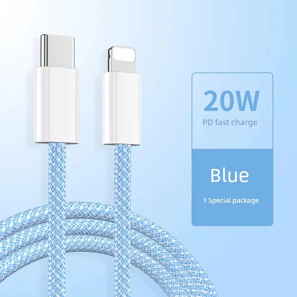 Apple Lightning USB-A Kablo 2m - Gök Mavisi - PD20W Sertifikalı