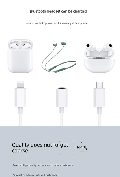 Apple Jack Bluetooth Kulaklık Şarj Kablosu - 0.25m - 7