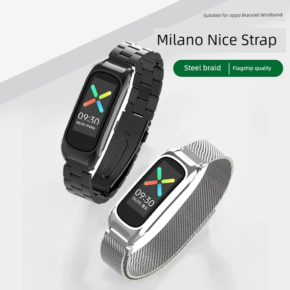 OPPO Bileklik için Gül Pembesi Çelik Kordon - 3
