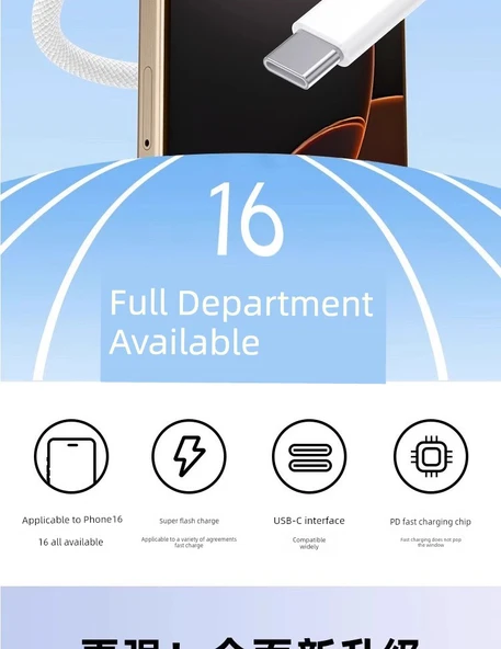 The First Guard 45W USB-C - USB-C Hızlı Şarj Kablosu - 1.0 Metre (8-14 Serisi) - 10