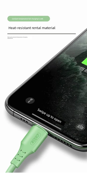 iPhone Hızlı Şarj Data Kablosu - 1 Metre - Matcha Yeşili - Tekli Paket - 11