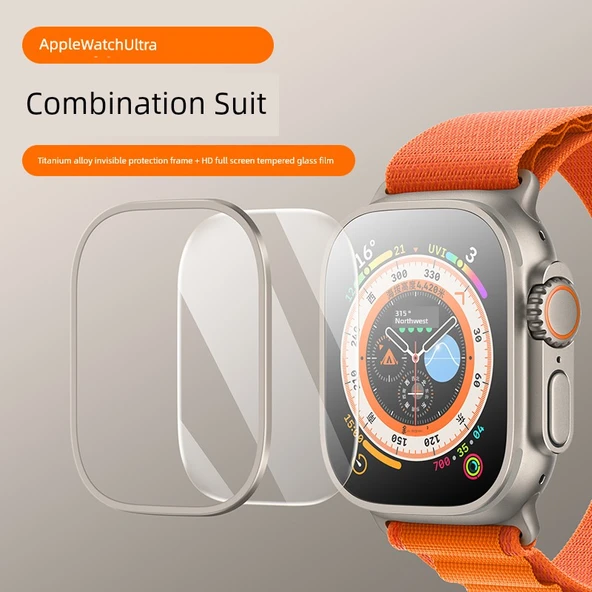 Apple Watch Ultra Ekran Koruyucu - Görünmez Çerçeve + HD Temperli Cam Film