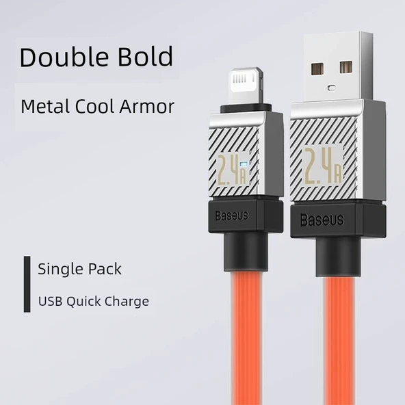 USB-C - Lightning Hızlı Şarj Kablosu 2m - Turuncu (2 Adet)